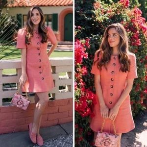 Gal Meets Glam Kathleen Button-Front Dress in Salmon, Size 8